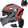 SONGDIQI Bluetooth Casco Modulare per Moto, Omologato ECE, con Doppio Altoparlante e Microfono, per Adulti Uomini e Donne(C4,L58~59CM)