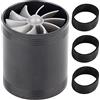 Hapivida Ventola Turbo di Aspirazione Aria, Turbonatore di Aspirazione Aria per Auto Universale in Alluminio Turbina a Doppia Ventola Sostituzione del Turbo a Risparmio di Carburante a Gas Eccellente(Nero)