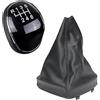 Pizgear Pomello del cambio, 6 marce Pomello del cambio in pelle Cuffia leva cambio Copri cuffia, for Ford, for Mondeo, IV S-MAX C-MAX Transit, for Focus, MK3 MK4 Kuga Pomello del cambio per auto