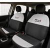 Auto Accessori Lupex | Coprisedili Auto Compatibili con 500X 2014-2023, Set 12 Pezzi, Made in Italy, Tessuto Policotone, Fodere Protezioni Sedili Anteriore e Posteriore (Bianco - Nero)