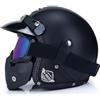 EBAYIN Casco vintage retrò Scooter Casco jet ciclomotore Casco mezzo casco in pelle 3/4 con visiera Casco aperto per uomo e donna Certificazione DOT ECE,Q-XL=(61~62cm)