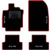QUEMAR Tappetini Auto compatibili con Renault Clio III e Grandtour 2005-2012/Kit Tappeti Moquette e Gomma su Misura (Set 2 Anter.+ 2 Poster.)/Ricami e Colori Personalizzati (4 Ricami, Bordo Rosso)