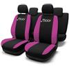 Lupex Shop Copri-sedili Auto Compatibili 500L Nero Rosa | Set Copri-Sedile Anteriori e Posteriori | Logo Ricamato | Airbag Compatibile | Accessori Auto Interno