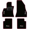 QUEMAR Tappetini Auto per 500L 2012-2022, Bordo Fucsia, 4 Ricami | Kit Tappeti Moquette e Gomma su Misura / Set 2 Anteriori + 2 Posteriori / Ricami e Colori Personalizzati / Antiscivolo