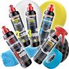 detailmate Set di Lucidi e Pasta abrasiva lucidante - Menzerna 250 ml - 1000 + 2500 + 3000 + Cera liquida + Control Cleaner + 3 Tamponi per lucidare (Morbido,Medio,Duro) + Panno Microfibra + 3M Scotch