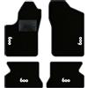 QUEMAR Kit Tappetini Auto per Fiat 600 1998-2010, Bordo Antracite, 4 Ricami