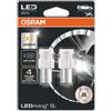 OSRAM LEDriving SL PY21W Lampade di segnalazione a LED, Solo fuoristrada, Non omologati ECE, Doppio blister, Diametro 25,0 mm; Lunghezza 52,5 mm; 50 lm; Colore luce Giallo; Base della lampada BAU15s