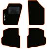 QUEMAR Tappetini Auto per Polo IV 2001-2009, Bordo Arancio, 1 Ricamo | 9N - 9N3 / Kit Tappeti Moquette e Gomma su Misura / Set 2 Anteriori + 2 Posteriori / Ricami e Colori Personalizzati
