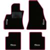 QUEMAR Tappetini Auto per 500L 2012-2022, Bordo Rosa, 4 Ricami | Kit Tappeti Moquette e Gomma su Misura / Set 2 Anteriori + 2 Posteriori / Ricami e Colori Personalizzati / Antiscivolo