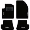 QUEMAR Tappetini Auto compatibili con Ford Fiesta MkV 5 serie 2002-2008/ Kit Tappeti Moquette e Gomma su Misura (Set 2 Anteriori + 2 Poster.)/Ricami e Colori Personalizzati (4 Ricami, Bordo Perla)