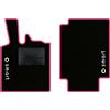 QUEMAR Tappetini Auto per Smart Fortwo 450, Bordo Rosa, 2 Loghi+Ricami | 1998-2007 / W450 / Kit Tappeti Moquette e Gomma su Misura / Set 2 Anteriori / Ricami e Colori Personalizzati / Antiscivolo