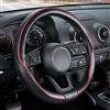 SEG Direct Coprivolante Universale in Pelle Standard 37-39cm Con Motivo in Fibra Di Carbonio Nero E Rosso