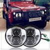 NSLUMO Faro rotondo a LED da 18 cm, 110 W, argento, luce bianca e gialla, indicatore di direzione, proiettore DRL (fari di circolazione diurna), con anelli, 2 pezzi, alogeni