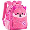 Julian Ross Fox Fluffy Peluche Zaino Scuola Elementare per Bambina, Ergonomico con Schienale Imbottito e Rinforzato, Spallacci Imbottiti, 3 Scomparti, Fodera Interna, Manico, 33x15x43h