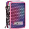 Seven Astuccio Scuola Elementare, 3 scomparti, Medie, con Matite, Pennarelli, Penne, 3 Zip, Shadefull Girl, Bambina, Ragazza, multicolore