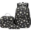 Generic Set di 3 zaini per la scuola per ragazze: zaino impermeabile con borsa per il pranzo e astuccio, borsa termica per il pranzo