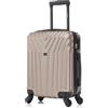 R.Leone Valigia da 1 Fino a Set 4 Trolley Rigido grande, medio, bagaglio a mano 55x40x23 cm Wizz, ITA Airways e bagaglio 45x36x20 cm EasyJet in ABS 9001 (Oro, XS Bagaglio Low cost)
