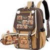 Dujuanus zaino capibara per scuola, Kawaii Borsa da Scuola per Bambini con Astuccio Capibara, Grande Capacità Impermeabile Carino Zaino Capibara (B)