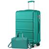 KONO Set di 2 Valigie Rigida e Leggera Valigia Grande 75cm in ABS+PC con 4 Ruote Rotanti e Lucchetto TSA & Borsa da Viaggio Ryanair 40x30x20, Turchese