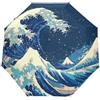 Niigeu Grande Onda Giapponese Kanagawa Ombrello Pieghevole Automatico Ombrelli Antivento Protezione UV da Viaggio per Bambini Ragazzi Ragazze