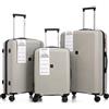 R.Leone Valigia da 1 Fino a Set 3 Bagaglio a mano 55x40x20 Ryanair, Medio, Grande Ultra Strong Antiurto Trolley leggero 8 ruote Polipropilene 9188 (Grigio Chiaro, Set 3 Pezzi S M L)