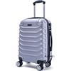 R.Leone Valigia da 1 pezzo Fino a Set 4 Trolley Rigido grande, medio, bagaglio a mano e beauty case 8 ruote in ABS 2026 (Argento, L Grande)