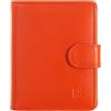 DUDU Portafoglio Donna in Pelle Vera Piccolo Portacarte in Pelle RFID con Cerniera Portamonete Banconote, Chiusura Esterna Arancio