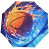 Niigeu Pallone Da Basket Space Flame Ombrello Pieghevole Automatico Ombrelli Antivento Protezione UV da Viaggio per Bambini Ragazzi Ragazze