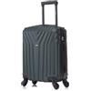 R.Leone Valigia da 1 Fino a Set 4 Trolley Rigido grande, medio, bagaglio a mano 55x40x23 cm Wizz, ITA Airways e bagaglio 45x36x20 cm EasyJet in ABS 9001 (Verde Scuro, XS Bagaglio Low cost)