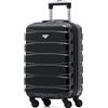Flight Knight ABS 3 Taglia Valigia Leggera Compatibile Con Alitalia, easyJet, RyanAir, Air Italy E Tanti Altri! Trolley Bagaglio A Mano 55x35x20 cm Grande Bagaglio Da Stiva 4 Rotelle.