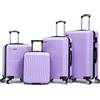R.Leone Valigia da 1 Fino a Set 4 Trolley Rigido grande, medio, bagaglio a mano 55x40x23 cm Wizz, ITA Airways e bagaglio 45x36x20 cm EasyJet in ABS 8005 (Lilla, Set 4 Pezzi XS S M L)