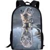 Showudesigns Zaino scolastico per bambini con stampa carina con tasca per bottiglie, Gatto tigre novità, Taglia unica, Set Bagagli