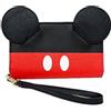 Loungefly Disney Mickey Mouse Cosplay personaggio Zip Around Tech Portafoglio, nero, Medium, Portafoglio con cerniera