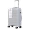 R.Leone Valigia da 1 Fino a Set 3 Bagaglio a mano 55x40x20 Ryanair, Medio, Grande Ultra Strong Antiurto Trolley leggero 8 ruote Polipropilene 9180 (Argento, M Valigia Media)