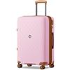 KONO Valigia Media in PP Rigida 65 cm - Trolley 20 kg Leggero Espandibile con Ruote 360° TPE, Portabicchieri Integrato e Serratura TSA (24, Rosa)