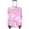 Helhappy Copertura per bagagli da viaggio, protezione per valigia, con stampa di fiori gialli, lavabile, in spandex, elastica, 45-81 cm, Unicorno arcobaleno rosa, S
