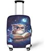 Coloranimal Copertura per bagagli per scuolabus, accessori trolley, custodia protettiva per valigia, taglia 18-32, Carino Owl Reader Cartoon, M (22-25 cover), Set Bagagli