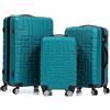 R.Leone Valigia da 1 Fino a Set 3 Bagaglio a mano 55x40x20 Ryanair Vueling adatto Iberia Wizzair EasyJet, Medio, Grande 4 Ruote ABS 6112 (Verde Scuro, Set 3 Pezzi - S, M, L)