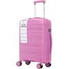 R.Leone Valigia da 1 Fino a Set 3 Bagaglio mano 55x40x20 Ryanair Medio Grande Ultra Strong Antiurto Resistente Trolley rigido leggero 8 ruote in Polipropilene 9180 (Rosa Petalo, M Valigia Media)