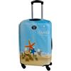 BERTOO Coprivaligia elastico in spandex taglia L con stampa blu mare per bagagli da 57 cm a 65 cm, antigraffio, lavabile, con chiusura a cerniera