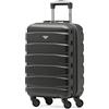 Flight Knight ABS 3 Taglia Valigia Leggera Compatibile Con Alitalia, easyJet, RyanAir, Air Italy E Tanti Altri! Trolley Bagaglio A Mano 55x35x20 cm Grande Bagaglio Da Stiva 4 Rotelle.