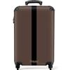 NoBoringSuitcases.com® Valigia Bagaglio a Mano 55x40x20, Bagaglio 10 kg con Ruote, Valigia Rigida Leggera, Trolley Cabina con Strisce - Marrone, Valigia per Aereo