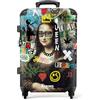 NoBoringSuitcases.com Valigia Grande, Fille Avec Ballon, Midsize, Serratura TSA, Media Rigida, 20 kg da Stiva, 23 kg (67cm - 72L), (Mona Lisa - Graffiti)