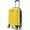R.Leone Valigia da 1 pezzo Fino a Set 4 Trolley Rigido grande, medio, bagaglio a mano e beauty case 8 ruote in ABS 2026 (Giallo, M Medio)