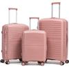 R.Leone Valigia da 1 Fino a Set 3 Bagaglio mano 55x40x20 Ryanair, Medio, Grande Ultra Strong Antiurto Resistente Trolley rigido leggero 8 ruote Polipropilene 6080 (Rosa, Set 3 Pezzi S M L)