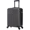 R.Leone Valigia 55x40x23 cm Trolley Bagaglio a Mano 4 Ruota in ABS Wizz, ITA Airways,EasyJet 9002 (Grigio, S Bagaglio a mano)