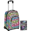 Seven Trolley Fisso, JumpLove, Rosa, 2 in 1, Doppio Uso, Trolley e Zaino, Scuola e Viaggio + Seven Diario 12 Mesi, Nero, Ragazza