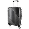 R.Leone Valigia da 1 Fino a Set 4 Trolley Rigido grande, medio, bagaglio a mano e beauty case 8 ruote in ABS 950 (M Medio, Nero)
