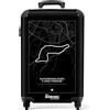 NoBoringSuitcases.com® Valigia Trolley Bagaglio a Mano Valigie Piccole da Viaggio con 4 Ruote - Circuito - F1 - Autodromo Enzo e Dino Ferrari - Italia - Bianco e Nero - Bagaglio da Tavola