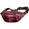 Dienbona Marsupio vintage in vera pelle con portachiavi, tracolla regolabile, tasche con cerniera da viaggio, zaino a tracolla, zaino in pelle bovina, Ossedio, Height 4.75in, Width 12in, Depth 4in